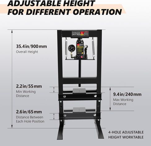 12 Ton Hydraulic Press, H-Frame Garage Floor Shop Press with Built-in Relief Valve to Bend, Straighten, Or Press Parts, Install Bearings & U-Joints in Saudi Arabia