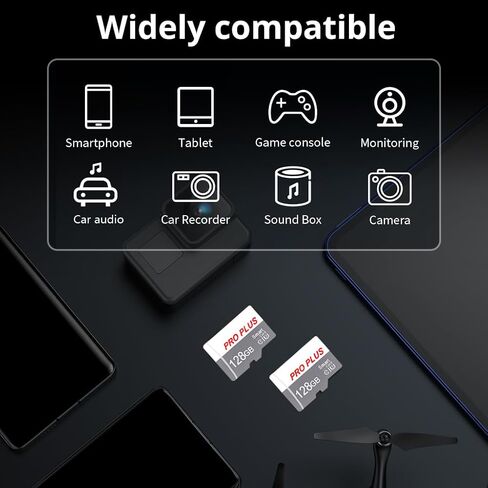 2 Pack TF Card 128GB مع محول ، بطاقة ذاكرة عالية السرعة ، بطاقة TF Memory UHS-I C10 A1 للوحات الجهاز اللوحي/الهاتف المحمول/الكاميرا/سيارة الصوت/اللعبة (TF183 White Gray 128GB) in Kuwait