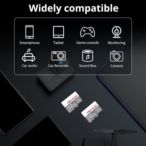 2 Pack TF Card 128GB with Adapter, High Speed Memory Card, UHS-I C10 A1 Memory TF Card for Tablet/Mobile Phone/Camera/Car Audio/Game Console (TF183 White Gray 128GB) in Kuwait