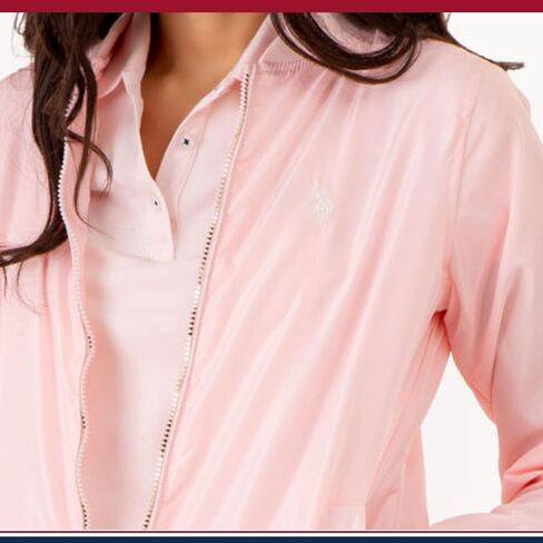 U.S. Polo Assn. Women Baseball Collar Bomber Jacket W/Snap Pockets in Saudi Arabia