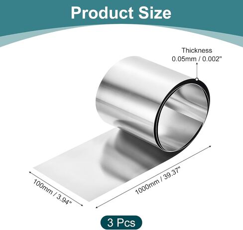 uxcell 2 Pcs Pure Nickel Sheet, 99.6% Pure Nickel Plate Nickel Strip 0.008"x3.94"x39.4"(0.2x100x1000mm) Nickel Anode for Electroplating Scientific Lab Industry DIY Craft in Saudi Arabia