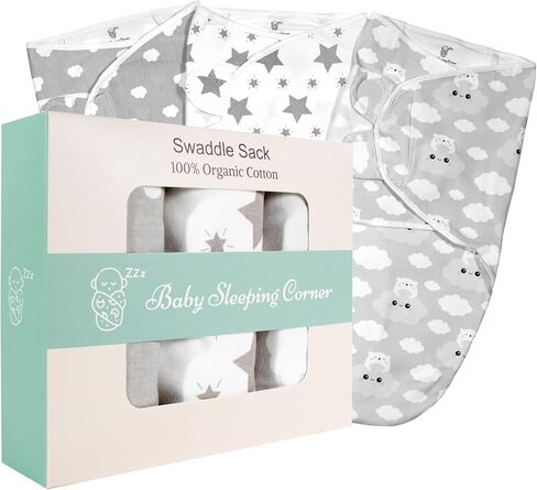 Baby Swaddle Blanket Set for Newborns - 100% Organic Cotton Soft and Breathable Swaddle Sack with Easy-to-Use Adjustable Wrap Design, Suitable for Baby Boys and Girls, Size Small (0-3 Months) (Pink) in Saudi Arabia