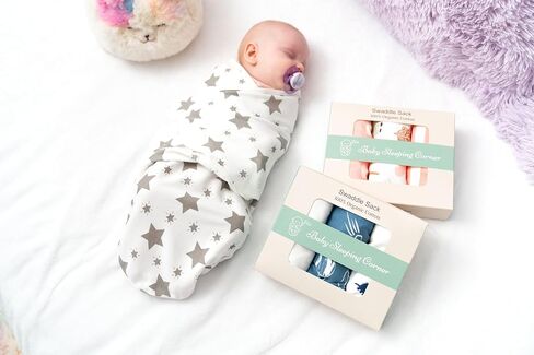 Baby Swaddle Blanket Set for Newborns - 100% Organic Cotton Soft and Breathable Swaddle Sack with Easy-to-Use Adjustable Wrap Design, Suitable for Baby Boys and Girls, Size Small (0-3 Months) (Pink) in Saudi Arabia