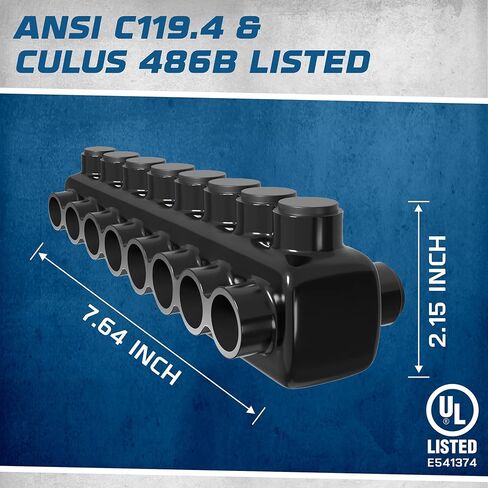 10 عبوات OHLECTRIC - مدخل جانب واحد - 2 منفذ - 2-14 AWG - موصل أسود معزول - برغي سداسي 3/16 - مملوء مسبقًا بمثبط الأكسيد - طلاء مطاطي/فينيل، 6061-T6 ألومنيوم CU9AL in Kuwait