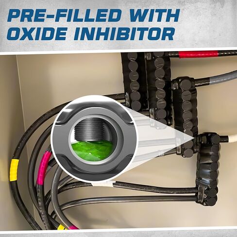 10 عبوات OHLECTRIC - مدخل جانب واحد - 2 منفذ - 2-14 AWG - موصل أسود معزول - برغي سداسي 3/16 - مملوء مسبقًا بمثبط الأكسيد - طلاء مطاطي/فينيل، 6061-T6 ألومنيوم CU9AL in Kuwait