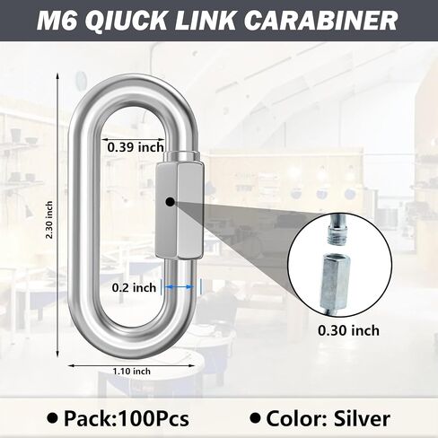 100 Pack Heavy-Duty Chain Quick Links, 1.45 Inch Stainless Steel Connector Hooks with Threaded Nut, Rustproof and Durable for Outdoor Chains, Hammocks, Camping Gear, Dog Leashes, Fastening Projects in Saudi Arabia