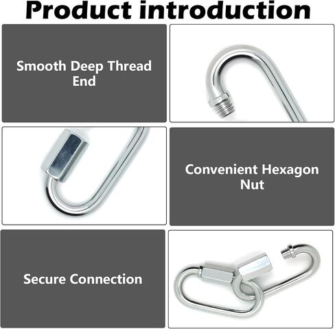 100 Pack Heavy-Duty Chain Quick Links, 1.45 Inch Stainless Steel Connector Hooks with Threaded Nut, Rustproof and Durable for Outdoor Chains, Hammocks, Camping Gear, Dog Leashes, Fastening Projects in Saudi Arabia