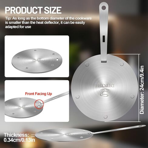 Induction Cooker Adapter Plate 20cm/7.9inch Stainless Steel Heat Sink with Removable Handle for Aluminum Moka Pot Coffee Maker Heat Conductors for Kitchen Home and Camping in Saudi Arabia