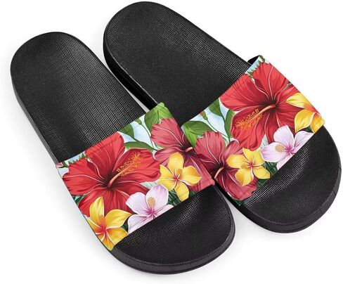 Flower Print Sandals for Women Slide Sandals Casual Lightweight Non Slip Summer Slippers in Saudi Arabia