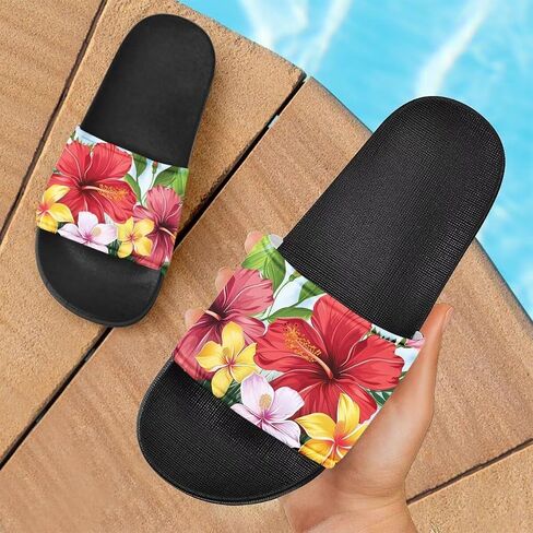 Flower Print Sandals for Women Slide Sandals Casual Lightweight Non Slip Summer Slippers in Saudi Arabia
