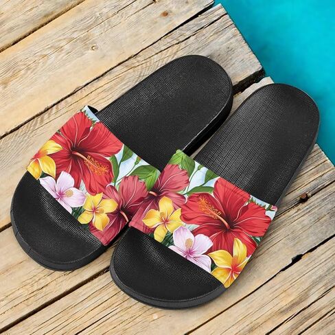 Flower Print Sandals for Women Slide Sandals Casual Lightweight Non Slip Summer Slippers in Saudi Arabia