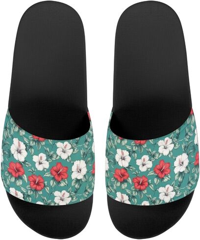 Flower Print Sandals for Women Slide Sandals Casual Lightweight Non Slip Summer Slippers in Saudi Arabia