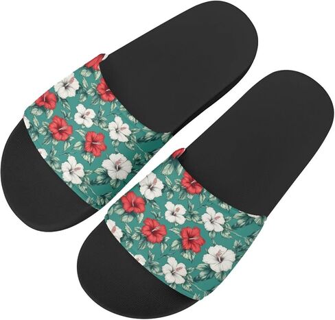 Flower Print Sandals for Women Slide Sandals Casual Lightweight Non Slip Summer Slippers in Saudi Arabia