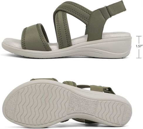 Women's Orthopedic Sandals Low Wedge Comfortable Walking Orthotic Arch Support Casual Sandals with Memory Foam in Kuwait