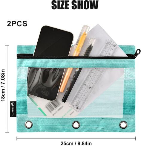 Black Leopard Pencil Pouch for 3 Ring Binder Case Clear Window Stationery Bag for Organizers Office Daily College Supplies 2 Pack in Saudi Arabia