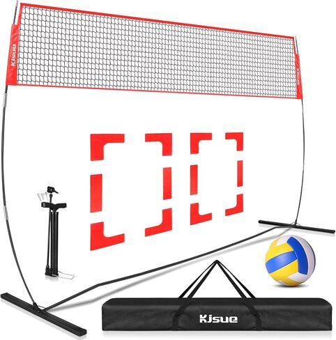 Freestanding Volleyball Net Set for Backyard - 12FT Portable Outdoor Volleyball Net Training Equipment with Soft Volleyball, Pump, Boundary Mark and Carry Bag for Park, Beach Games, Volleyball Sports in Saudi Arabia