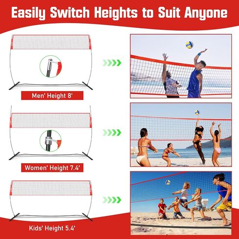 Freestanding Volleyball Net Set for Backyard - 12FT Portable Outdoor Volleyball Net Training Equipment with Soft Volleyball, Pump, Boundary Mark and Carry Bag for Park, Beach Games, Volleyball Sports in Saudi Arabia