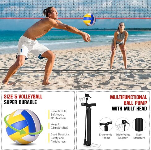 Freestanding Volleyball Net Set for Backyard - 12FT Portable Outdoor Volleyball Net Training Equipment with Soft Volleyball, Pump, Boundary Mark and Carry Bag for Park, Beach Games, Volleyball Sports in Saudi Arabia