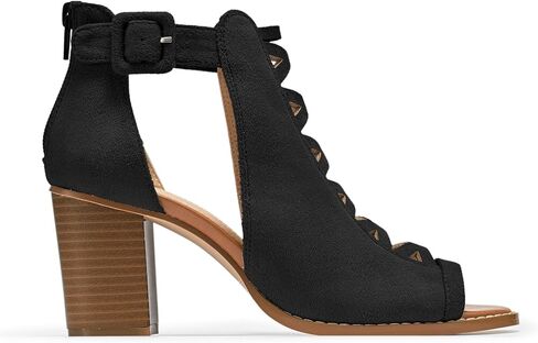 Liyuandian Womens Chunky Heel Open Toe Ankle Strap Zipper Back High Heel Sandals in Saudi Arabia