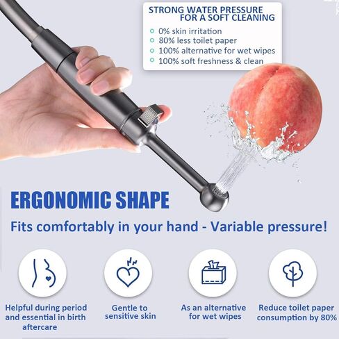 SonTiy Brass Handheld Bidet Sprayer for Toilet, All Metal Cloth Diaper Toilet Sprayer Bidet Attachment with Backflow Preventer, Adjustable Water Jet Spray, 7.2" Bidet Wand, Chrome in Kuwait