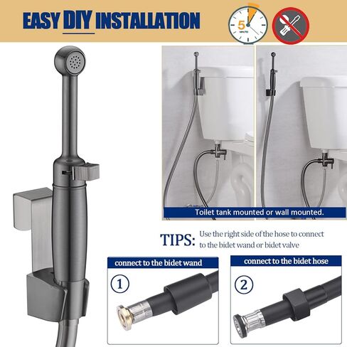 SonTiy Brass Handheld Bidet Sprayer for Toilet, All Metal Cloth Diaper Toilet Sprayer Bidet Attachment with Backflow Preventer, Adjustable Water Jet Spray, 7.2" Bidet Wand, Chrome in Kuwait