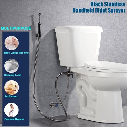 SonTiy Brass Handheld Bidet Sprayer for Toilet, All Metal Cloth Diaper Toilet Sprayer Bidet Attachment with Backflow Preventer, Adjustable Water Jet Spray, 7.2" Bidet Wand, Chrome in Kuwait