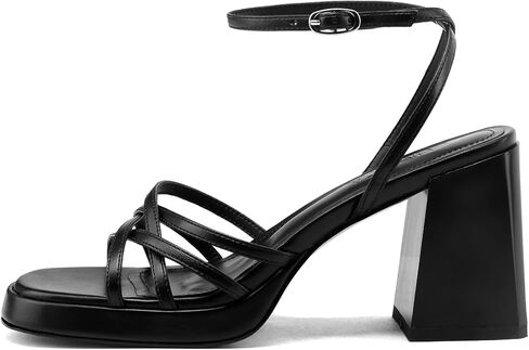 Women's Rhinestone Sparkling Heeled Sandals, Ankle-Strap Pin-Buckled Block Heel Gold Square-Toe Sandals, Dress-Up Summer Ball Party Dress Shoes in Kuwait