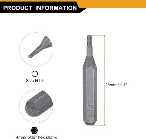 HARFINGTON 10pcs H2.5 Hex Screwdriver Bit 5/32" Hex Shank 28mm Length Magnetic Hexagon Head Hex Bits S2 Steel Screw Driver Bit for Electric Manual Screwdrivers Precision Repair in Saudi Arabia