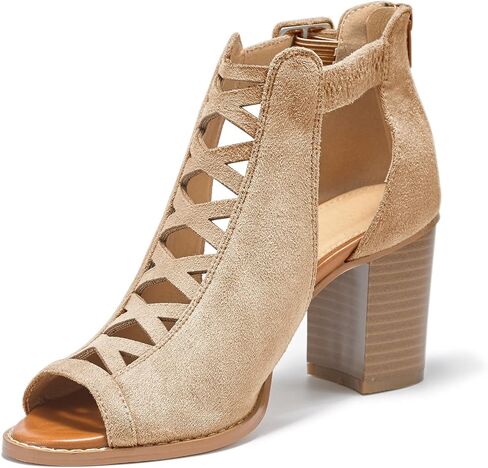 Liyuandian Womens Chunky Heel Open Toe Ankle Strap Zipper Back High Heel Sandals in Saudi Arabia