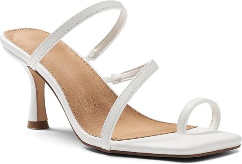 Uacllcau Strappy Kitten Heels For Women Square Open Toe Low Heels Stiletto Heeled Sandals Sexy Fashion Party Dress Slip On Slides Womens Heels in Saudi Arabia