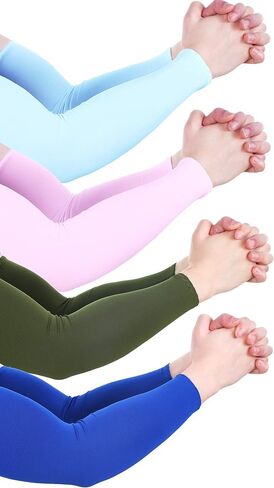 8 Pairs UV Sun Protection Arm Sleeves Compression Arm Sleeves Ice Silk Unisex Sports Sleeve in Kuwait