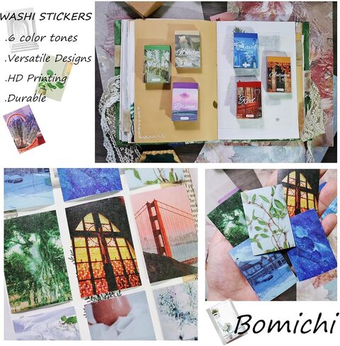 6 Sets 300 Pcs Washi Stickers Set, Daily Scenery Life Stuff Aesthetic Sticker Book for Journaling, Assorted Colors Decorative Paper Sticker Decals for Scrapbooking Junk Journal Diary Album in Kuwait