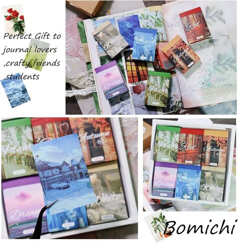 6 Sets 300 Pcs Washi Stickers Set, Daily Scenery Life Stuff Aesthetic Sticker Book for Journaling, Assorted Colors Decorative Paper Sticker Decals for Scrapbooking Junk Journal Diary Album in Kuwait