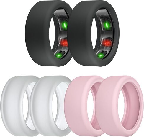 4/6 قطع من واقي الحلقات المتوافق مع خاتم Oura، غطاء حلقة مطاطي من السيليكون لملحقات Oura Ring Gen 3 للرجال والنساء (S (6/7/8/9/10)، أسود + ذهبي + فضي + ذهبي وردي) in Kuwait