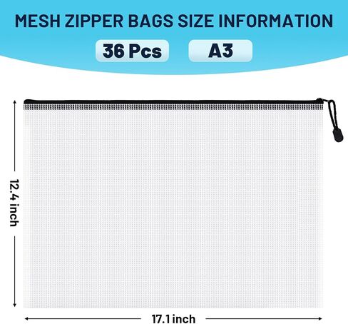 50 Pieces Multi-Size Zipper Pouches Bags, 8 Size 5 Colors Letter Size Small Colorful Organized Mesh Zipper, Mesh Bags with Zipper for Travel Accessories Office & Home Organization in Saudi Arabia