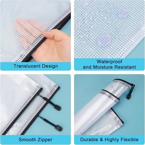 50 Pieces Multi-Size Zipper Pouches Bags, 8 Size 5 Colors Letter Size Small Colorful Organized Mesh Zipper, Mesh Bags with Zipper for Travel Accessories Office & Home Organization in Saudi Arabia