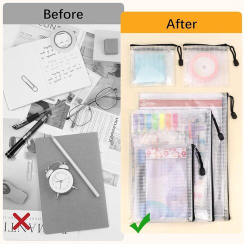 50 Pieces Multi-Size Zipper Pouches Bags, 8 Size 5 Colors Letter Size Small Colorful Organized Mesh Zipper, Mesh Bags with Zipper for Travel Accessories Office & Home Organization in Saudi Arabia
