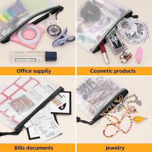 50 Pieces Multi-Size Zipper Pouches Bags, 8 Size 5 Colors Letter Size Small Colorful Organized Mesh Zipper, Mesh Bags with Zipper for Travel Accessories Office & Home Organization in Saudi Arabia