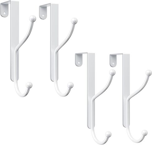 Niffgaff Over Door Hook 4 pack-خطاف الباب الثقيل مع منصات الدعم ، لا يوجد حفر مطلوبة ، مضاد للعبور فوق شماعات الباب ، طوله 6.5 بوصات ، يتناسب الأبواب إلى 1.7 بوصة ، سبيكة ، أسود ، أسود in Kuwait