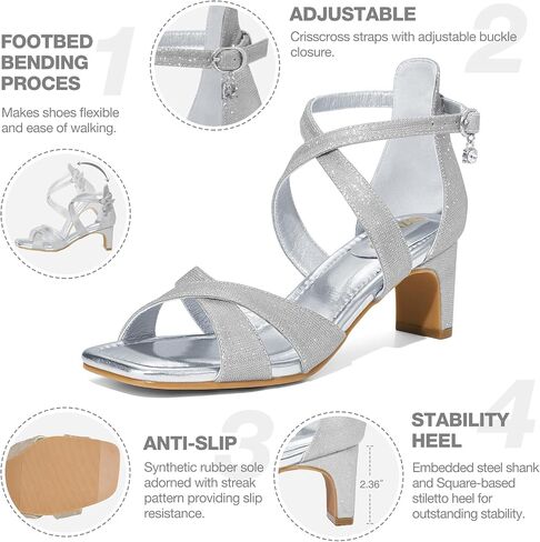ZURIN Womens Chunky Low Heels Comfortable Open Toe Ankle Strap Heeled Sandals Strappy Block Heels Dress Shoes for Wedding Bridal Evening Party Prom in Saudi Arabia