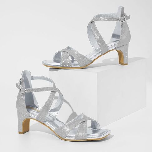 ZURIN Womens Chunky Low Heels Comfortable Open Toe Ankle Strap Heeled Sandals Strappy Block Heels Dress Shoes for Wedding Bridal Evening Party Prom in Saudi Arabia