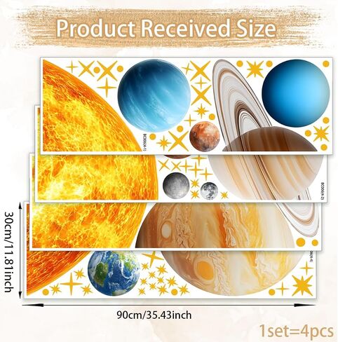 Large Outer Space Wall Decals，Solar System Outer Space Planets Peel and Stick Art Decals，Space Themed Wall Decal，for Toddler Boy Room, Astronomy Large Boy Decor. in Saudi Arabia