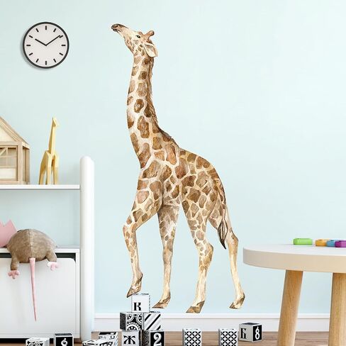 Large Giraffe Wall Decals Removable 3D Jungle Wild Animals Wall Stickers Lifelike Cute Giraffe Animal Wall Art Vinyl Cartoon Safari Animal Peel and Stick Wallpaper for Kids Bedroom Home Decor in Saudi Arabia