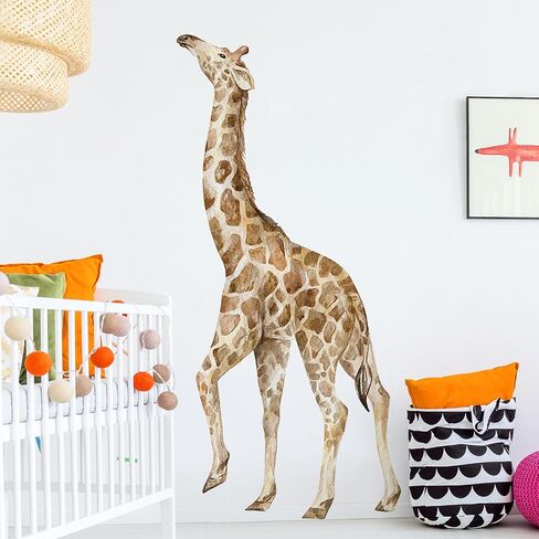 Large Giraffe Wall Decals Removable 3D Jungle Wild Animals Wall Stickers Lifelike Cute Giraffe Animal Wall Art Vinyl Cartoon Safari Animal Peel and Stick Wallpaper for Kids Bedroom Home Decor in Saudi Arabia