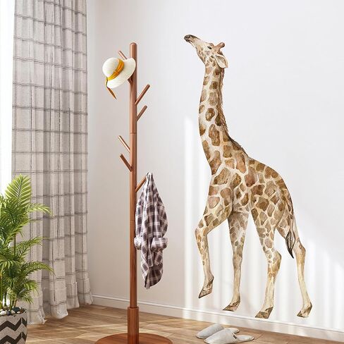 Large Giraffe Wall Decals Removable 3D Jungle Wild Animals Wall Stickers Lifelike Cute Giraffe Animal Wall Art Vinyl Cartoon Safari Animal Peel and Stick Wallpaper for Kids Bedroom Home Decor in Saudi Arabia