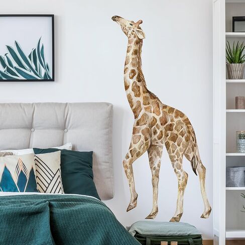 Large Giraffe Wall Decals Removable 3D Jungle Wild Animals Wall Stickers Lifelike Cute Giraffe Animal Wall Art Vinyl Cartoon Safari Animal Peel and Stick Wallpaper for Kids Bedroom Home Decor in Saudi Arabia