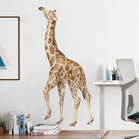 Large Giraffe Wall Decals Removable 3D Jungle Wild Animals Wall Stickers Lifelike Cute Giraffe Animal Wall Art Vinyl Cartoon Safari Animal Peel and Stick Wallpaper for Kids Bedroom Home Decor in Saudi Arabia