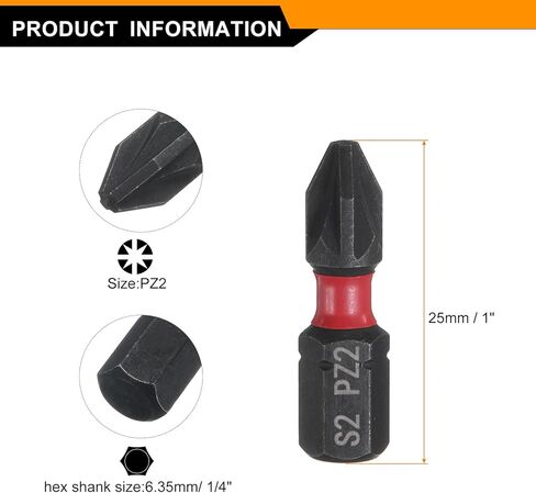 HARFINGTON 8pcs PZ2 Pozi Screwdriver Bit 1/4" Hex Shank 25mm/1" Length Magnetic Phillips Slotted Hex Bits S2 Steel Screw Driver Bit Industrial Grade Electric Drill Bits in Saudi Arabia