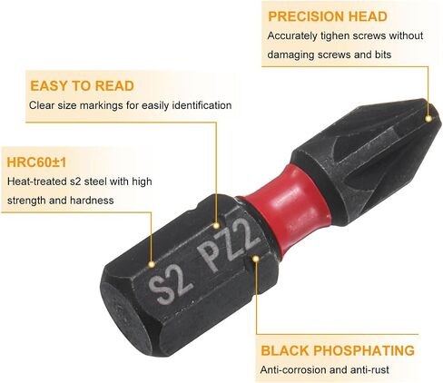 HARFINGTON 8pcs PZ2 Pozi Screwdriver Bit 1/4" Hex Shank 25mm/1" Length Magnetic Phillips Slotted Hex Bits S2 Steel Screw Driver Bit Industrial Grade Electric Drill Bits in Saudi Arabia