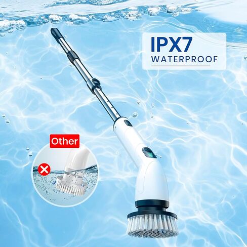Electric Spin Scrubber, 2025 New Cordless Shower Cleaning Brush with 8 Replaceable Brush Heads, 3 Adjustable Speeds, and Adjustable Extension Handle for Bathroom Floor Tile in Saudi Arabia